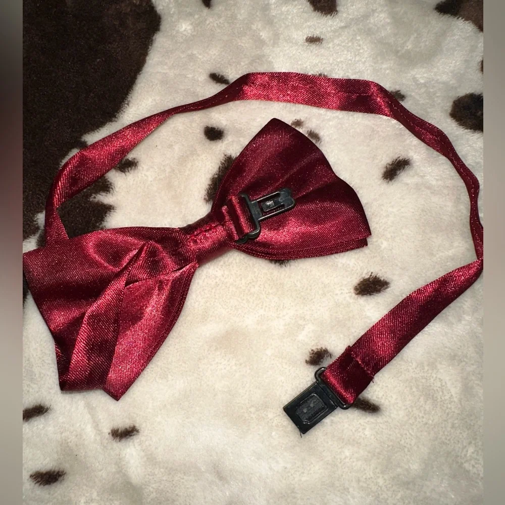 🆕 boys satin red bow tie